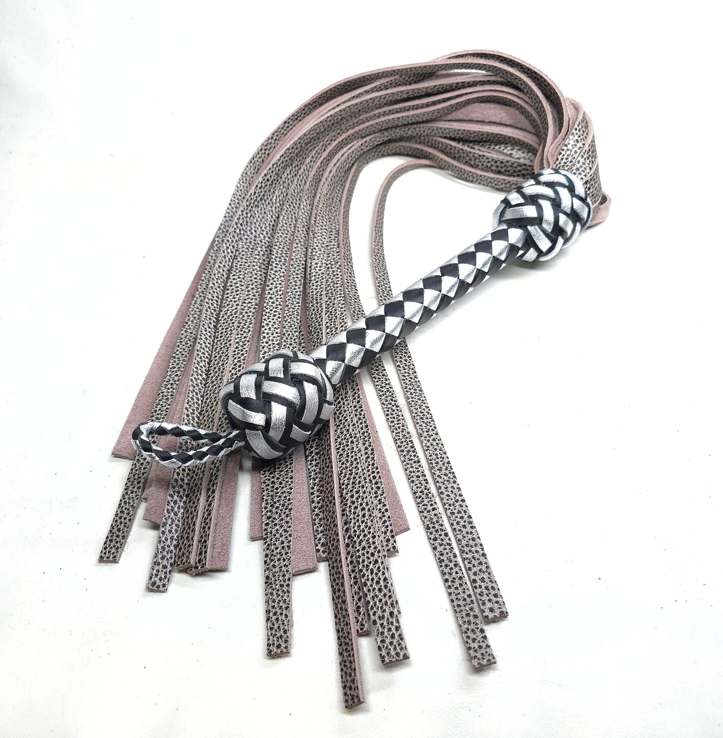 Black and Silver Leather Flogger for Impact Play