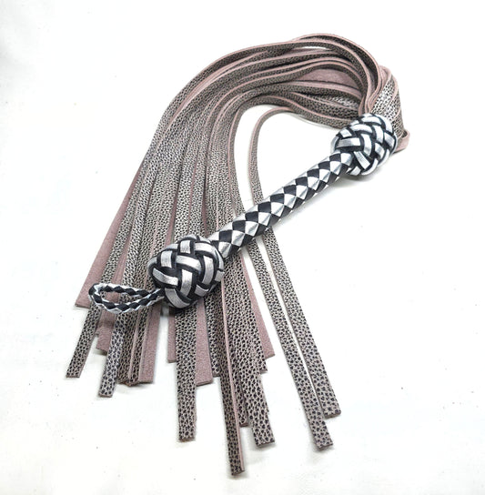 Black and Silver Leather Flogger for Impact Play