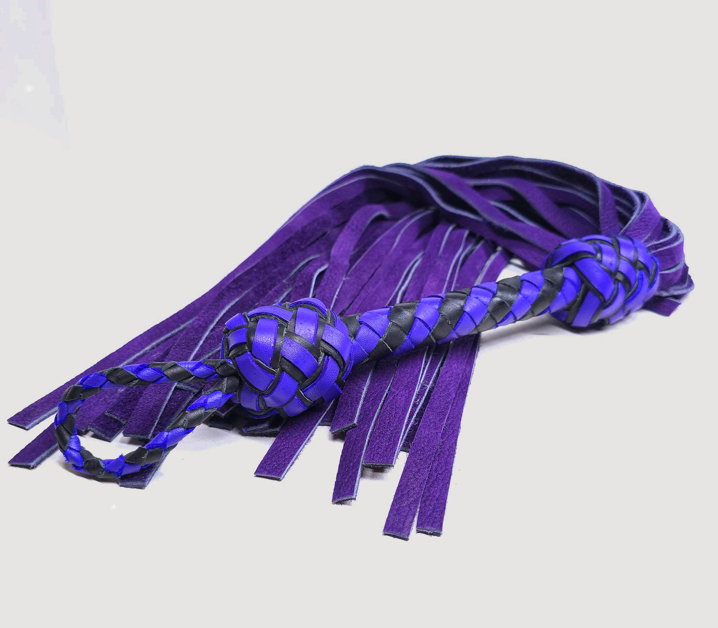 Black and Purple Velvet Leather Flogger- In Stock