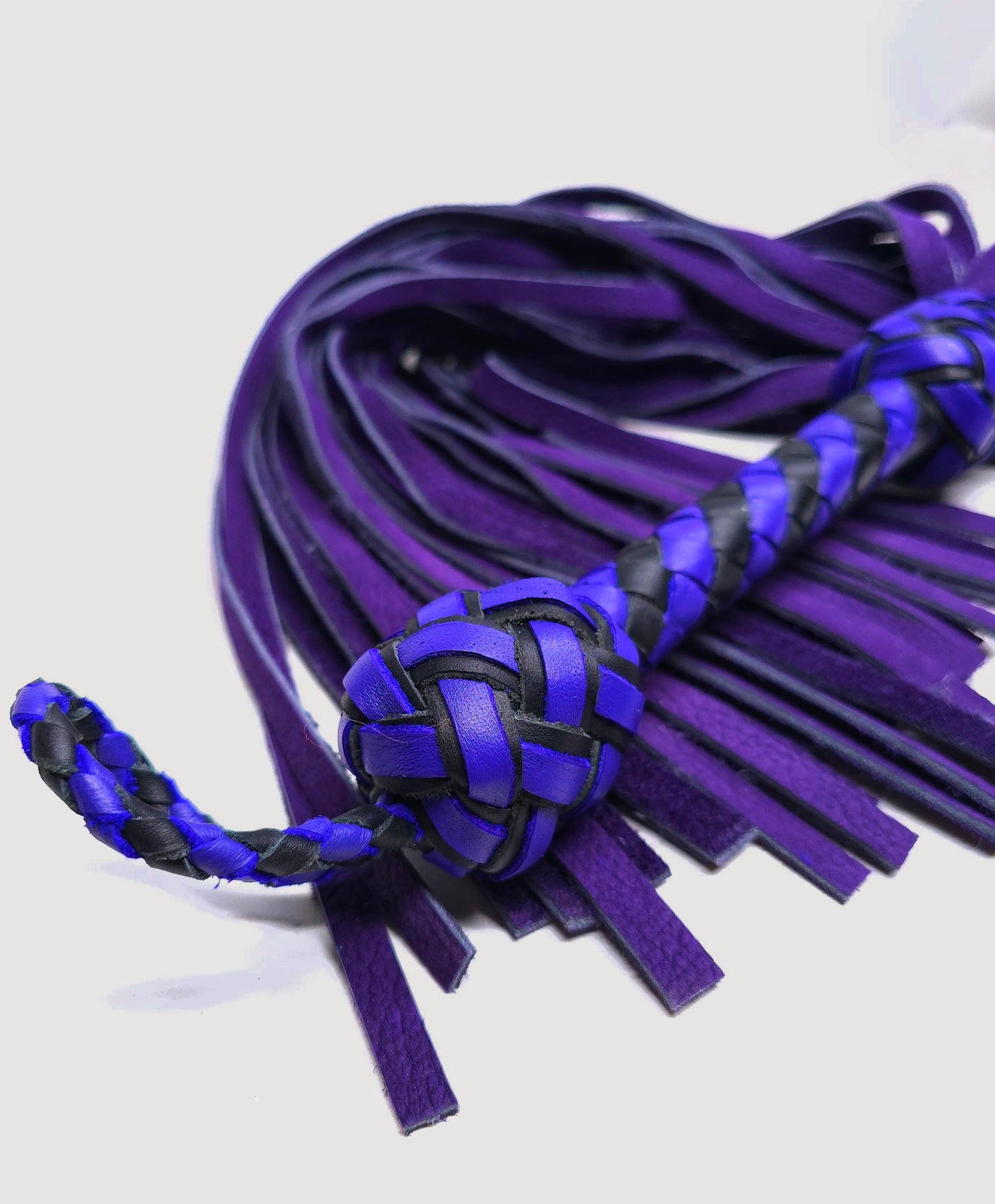 Black and Purple Velvet Leather Flogger- In Stock