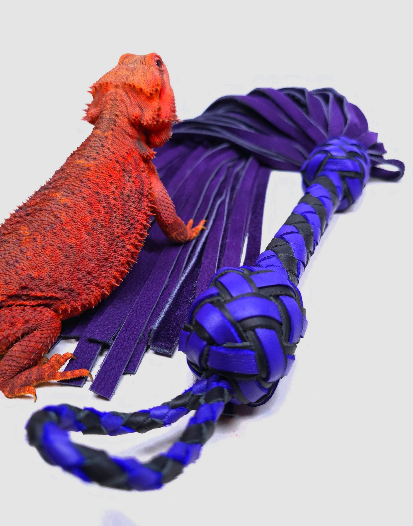 Black and Purple Velvet Leather Flogger- In Stock