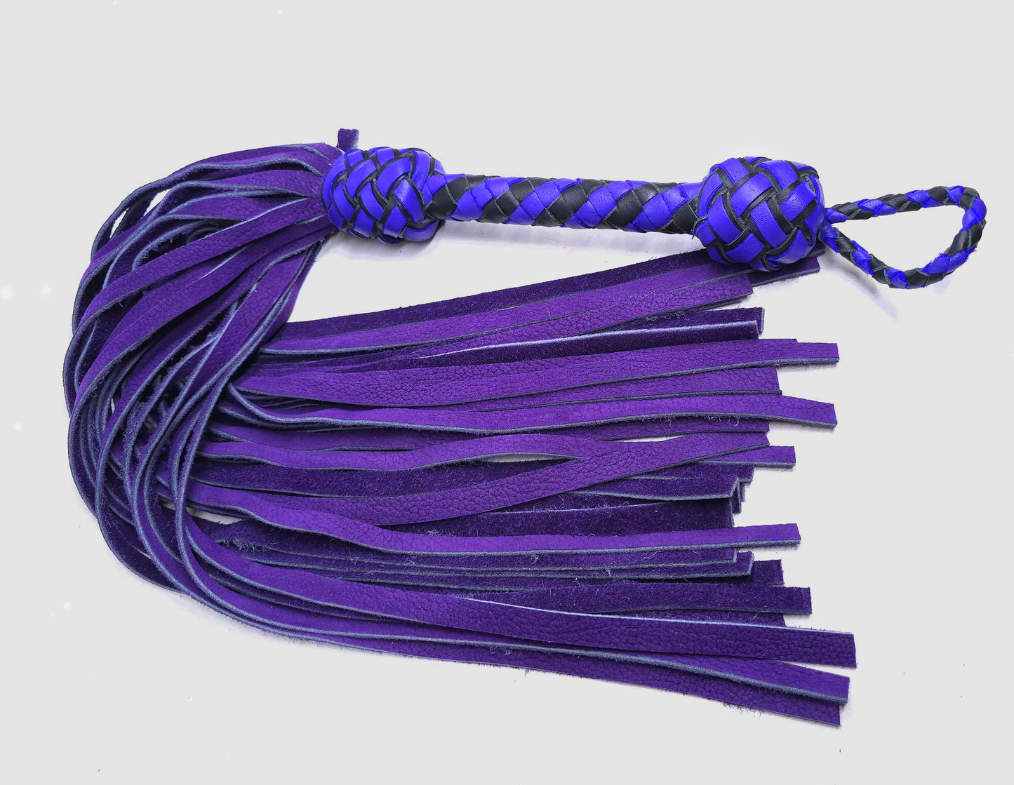 Black and Purple Velvet Leather Flogger- In Stock