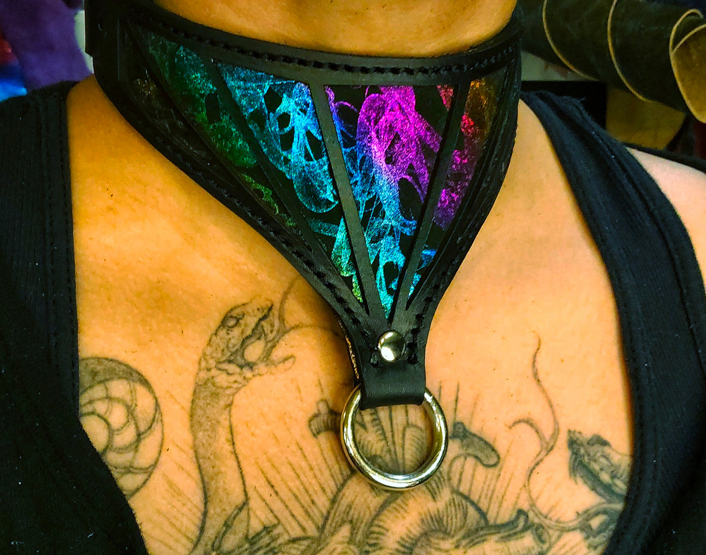 Requiem Collar in Dark Rainbow Leather - In Stock