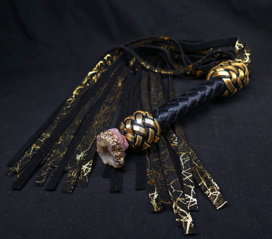Black and Gold Quartz Geode Flogger- In Stock