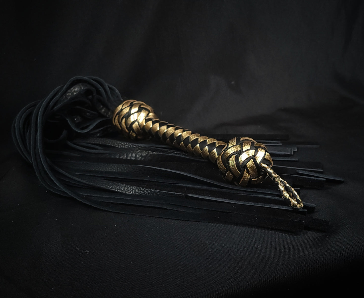 Black and Gold Bison Flogger Size X Large- In Stock