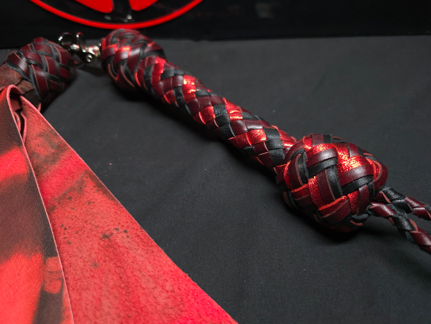 Red Doro Leather Fan Tail Flogger- Made to Order