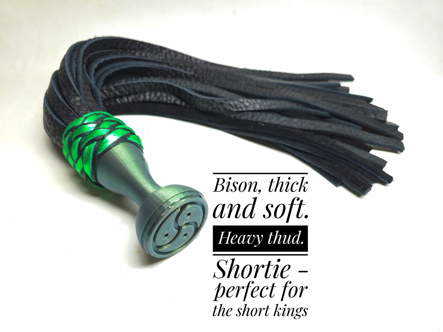Green Bison Ball Handle Flogger- Shortie- In Stock