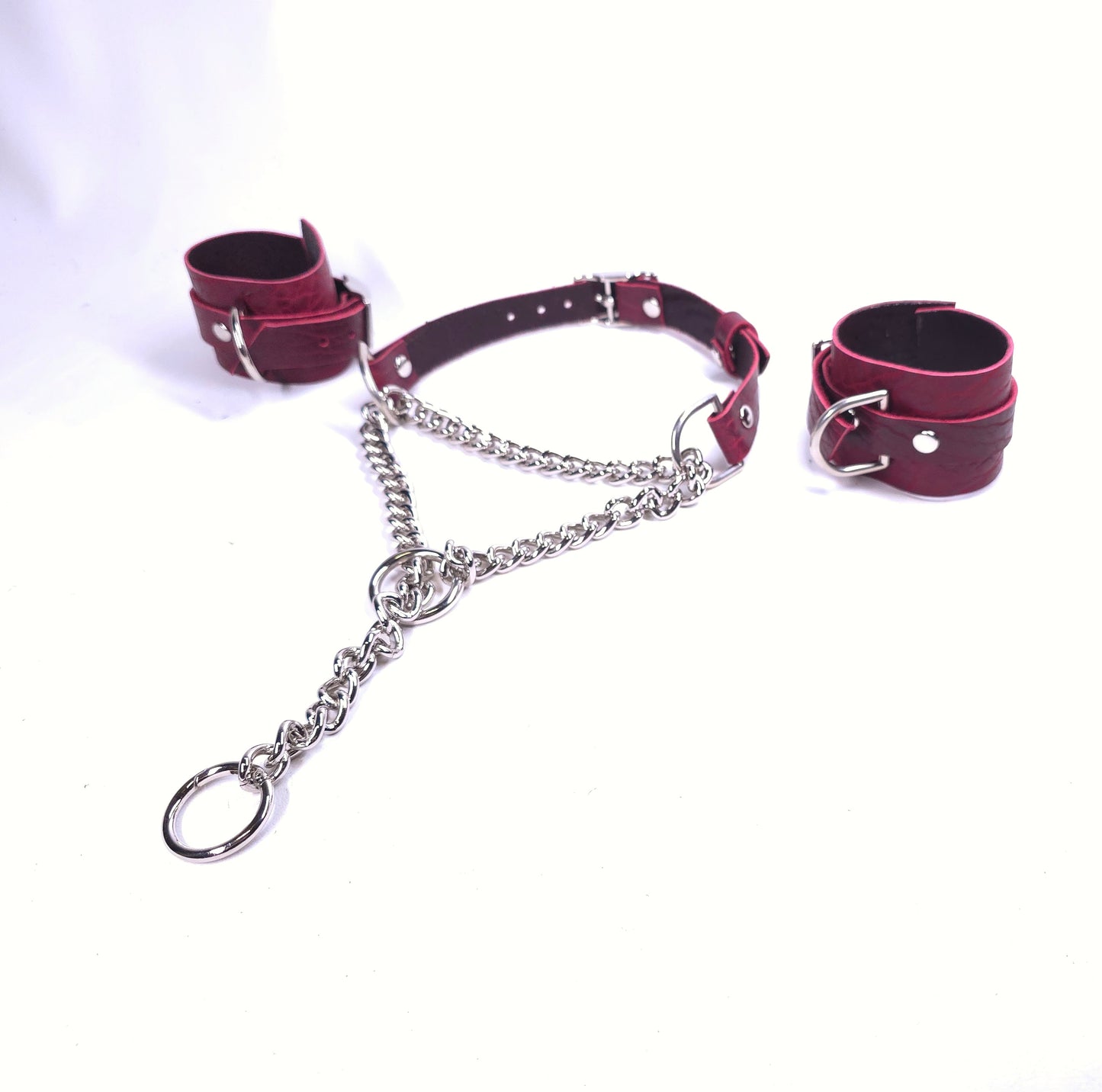 Black Cherry Martingale Collar and Cuffs- In Stock