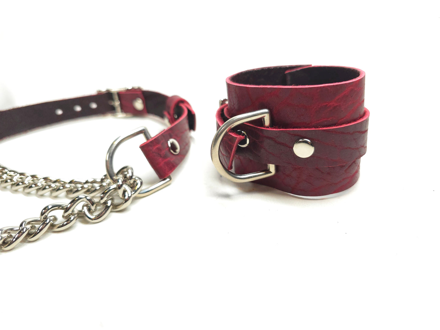Black Cherry Martingale Collar and Cuffs- In Stock