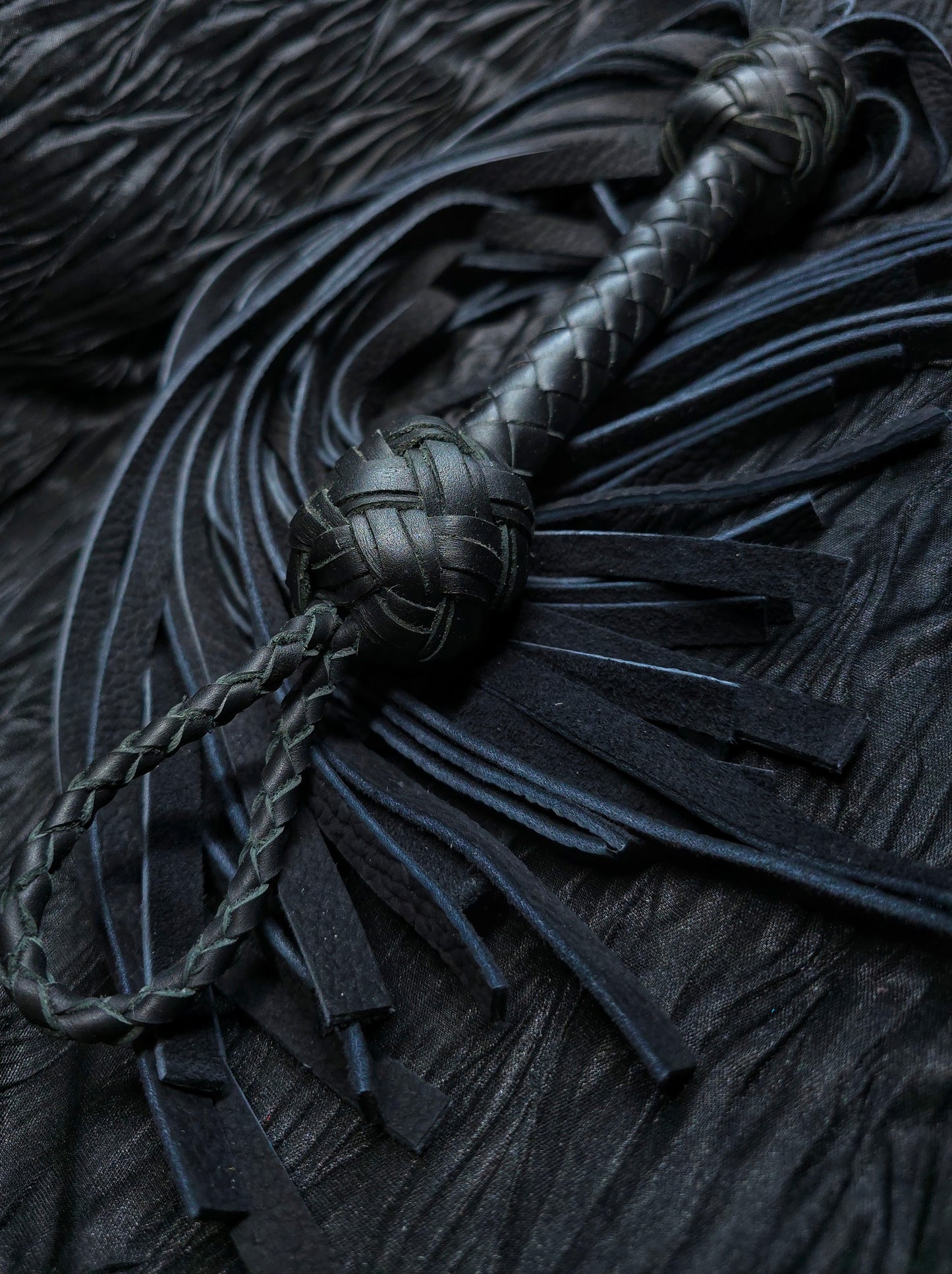 Black Velvet Leather Flogger- In Stock