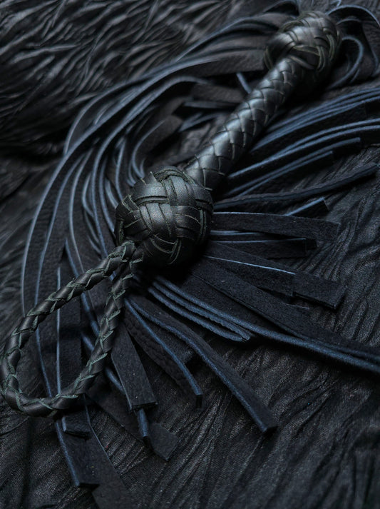 Black Velvet Leather Flogger- Made to Order