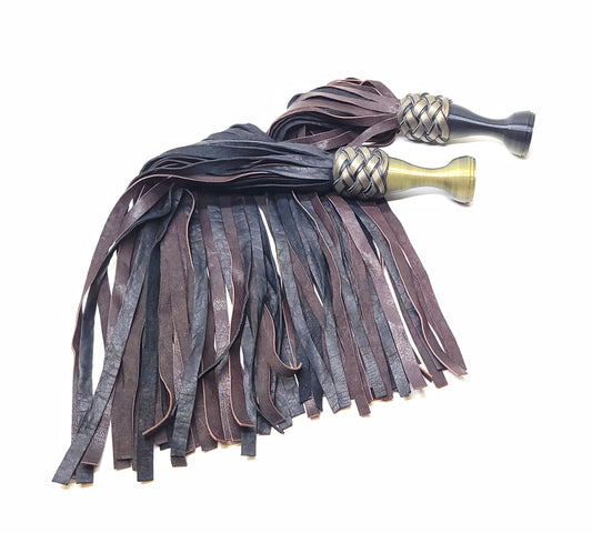 Black and Brown Lambskin Ball Handle floggers- Pair - In Stock