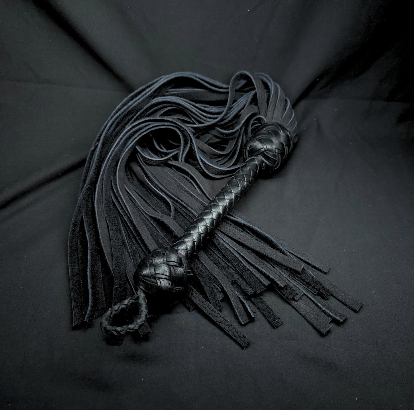 Black Velvet Leather Flogger- Size Large- Extra Thud