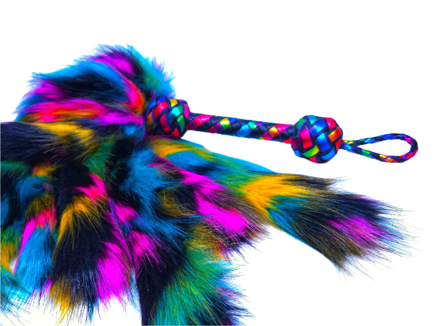 Dark Rainbow Fluffinator Flogger- In Stock