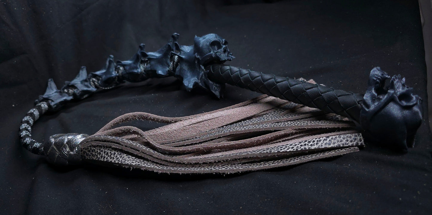 Black and Silver Devil's Whisper Flogger- Made to Order