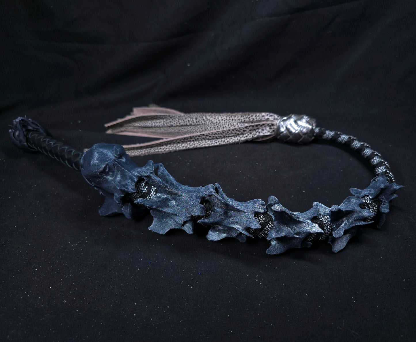 Black and Silver Devil's Whisper Flogger- Made to Order
