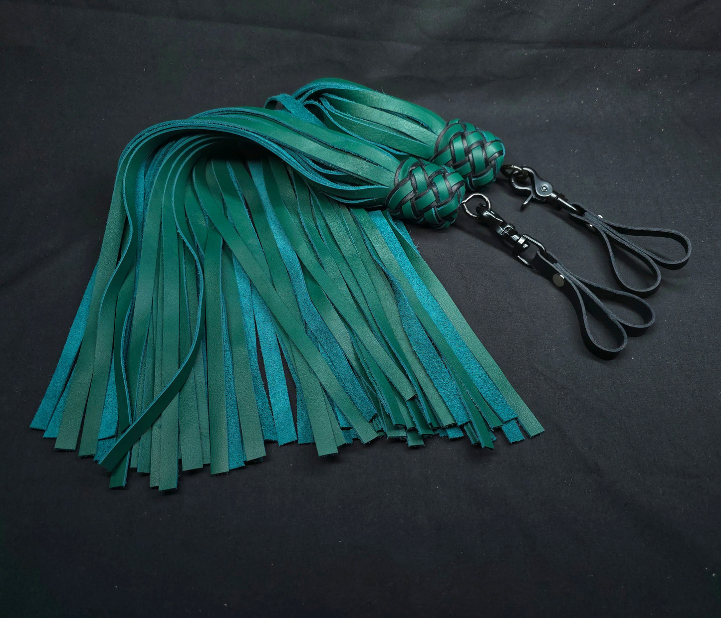 Green Leather Finger Floggers- In Stock