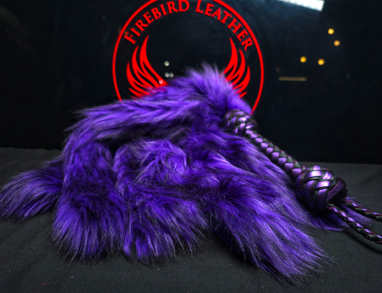 Black and Purple Fluffinator Fur Flogger- Made to Order