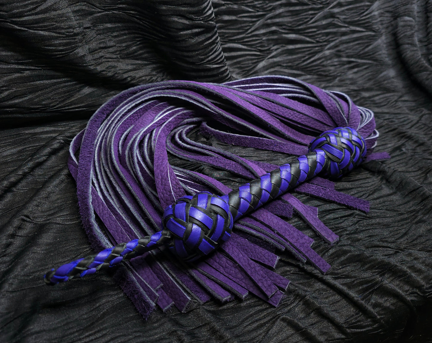Handcrafted Purple Leather Kinky Impact Play Flogger