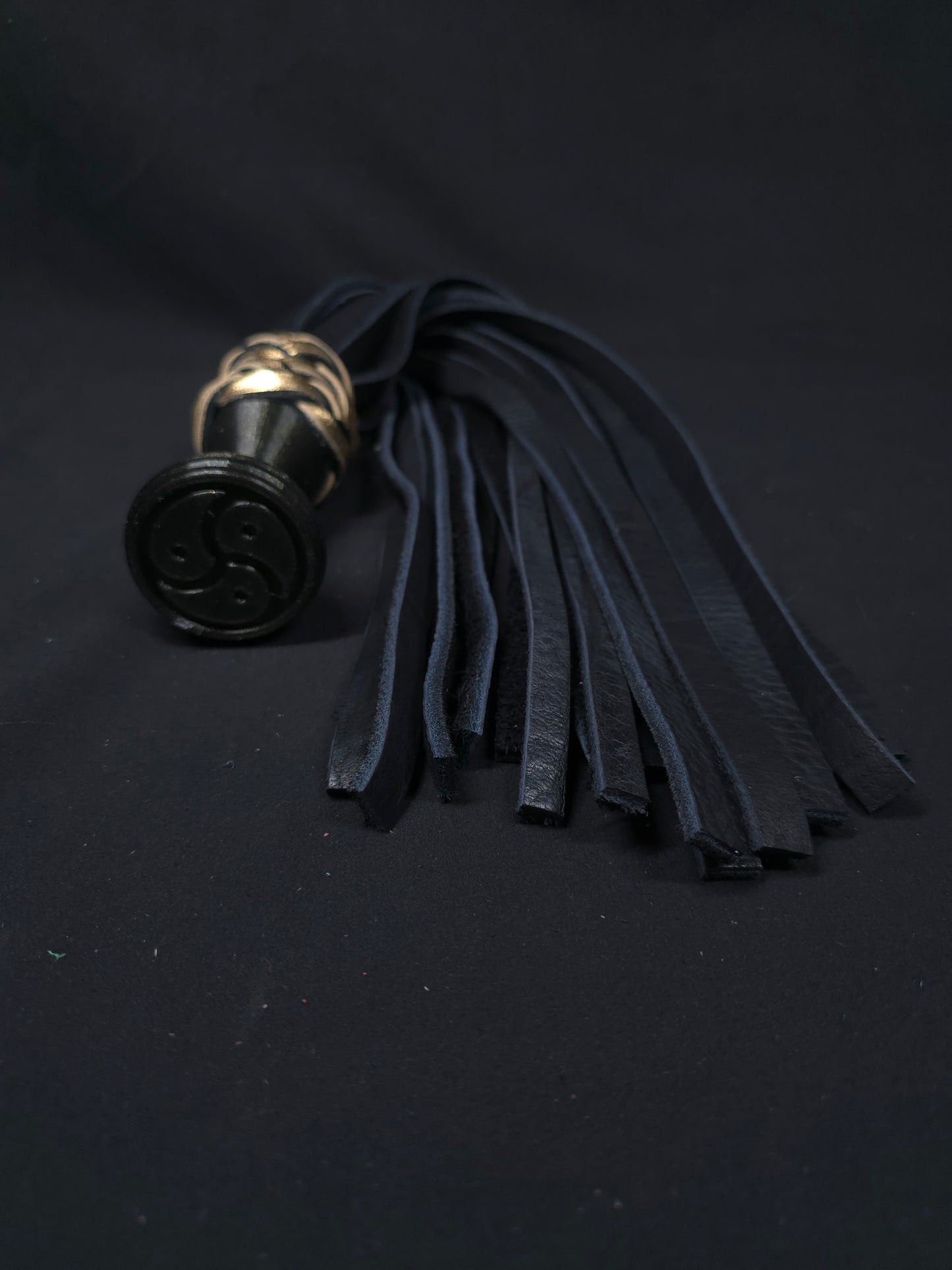 Black and Gold Bison Ball Handle Flogger- Shortie- In Stock