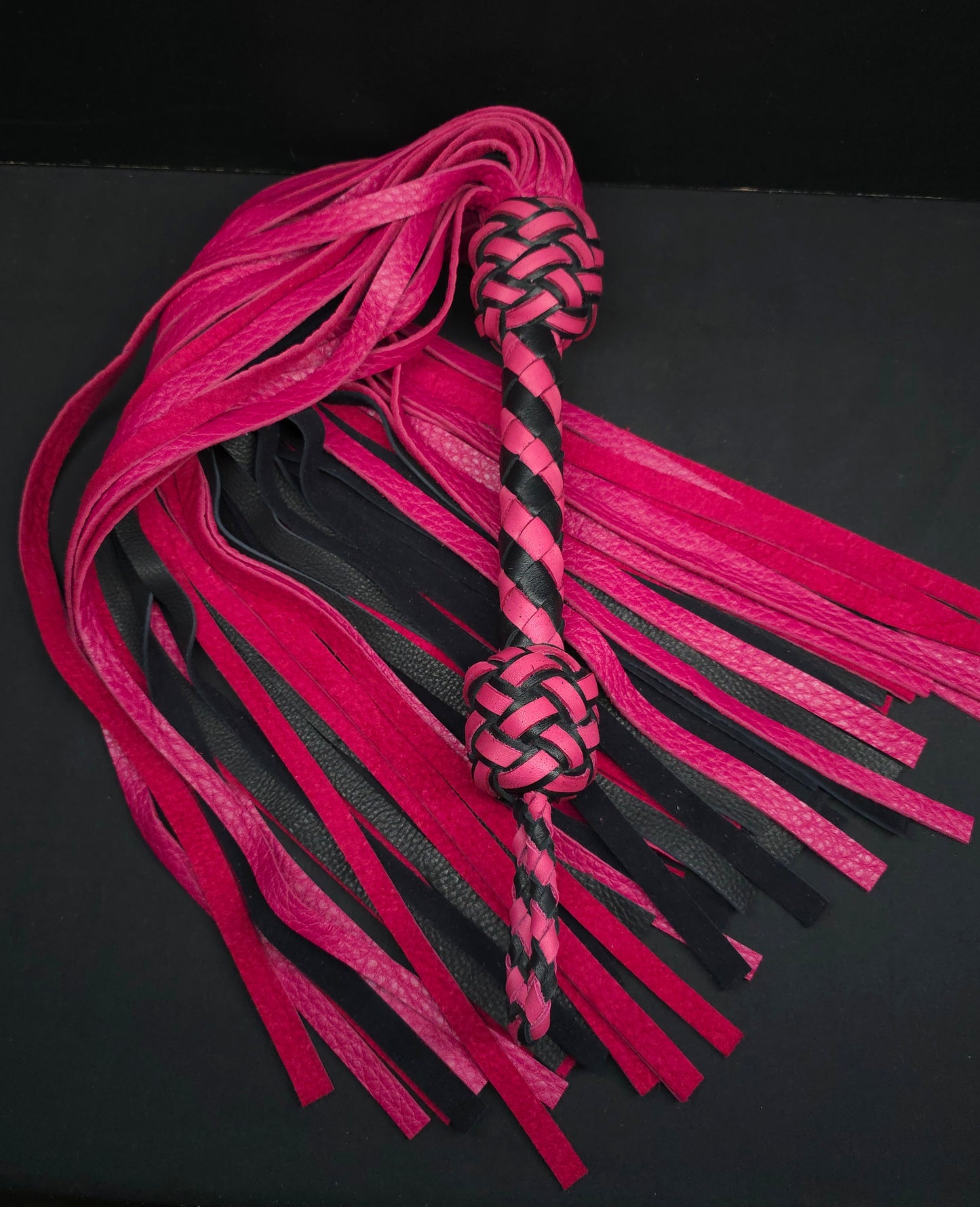 Pink and Black Deerskin Flogger- In Stock