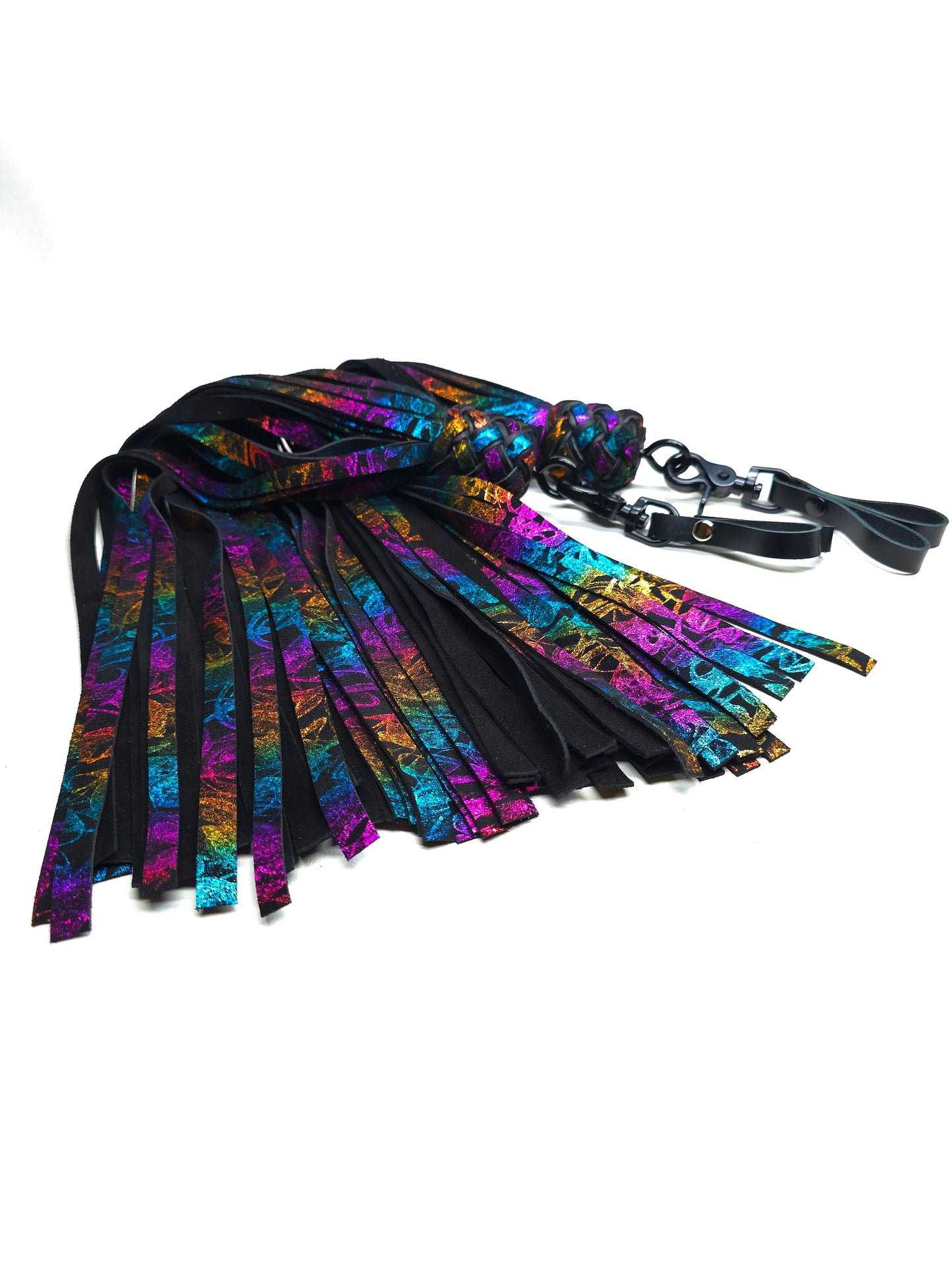 dark rainbow leather finger floggers