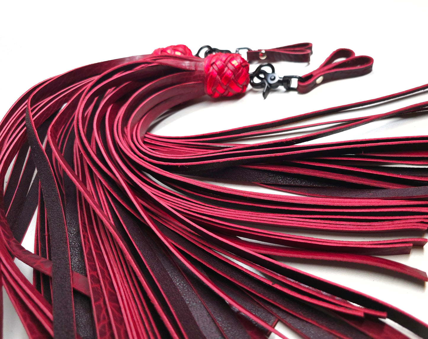 oxblood red leather finger floggers