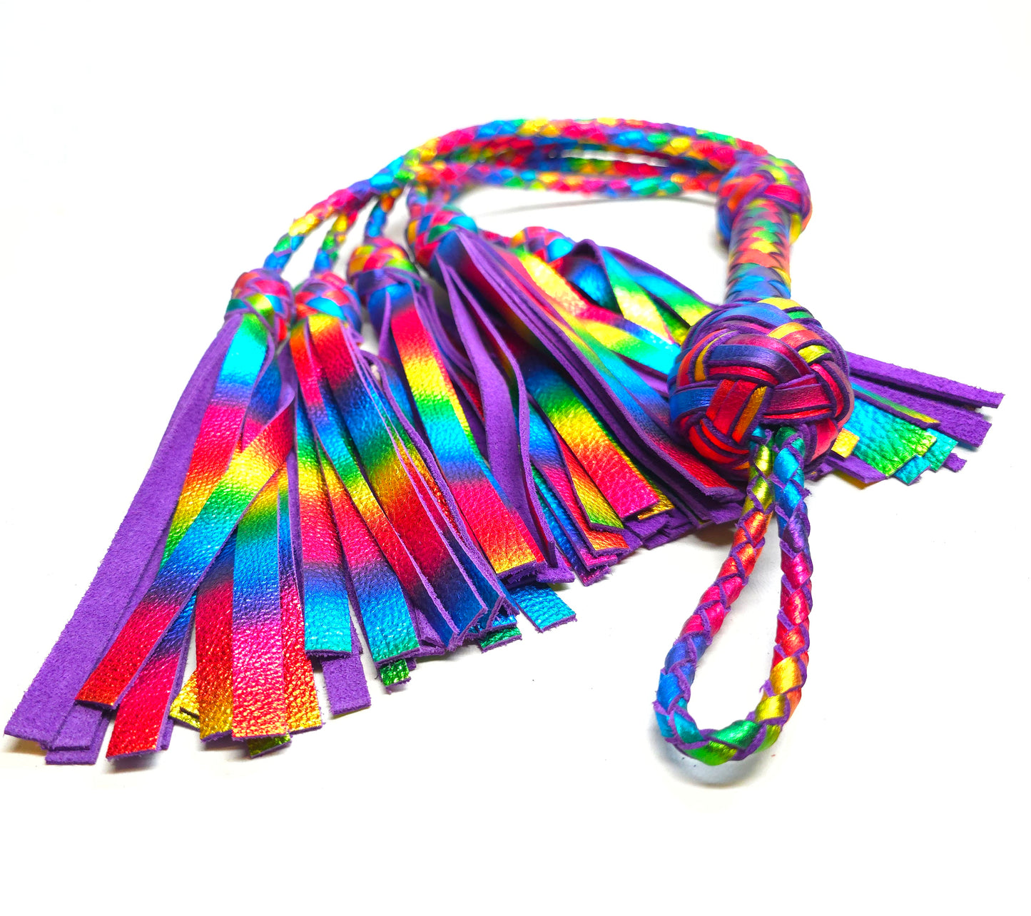 Rainbow Leather flogger with heavy tail
