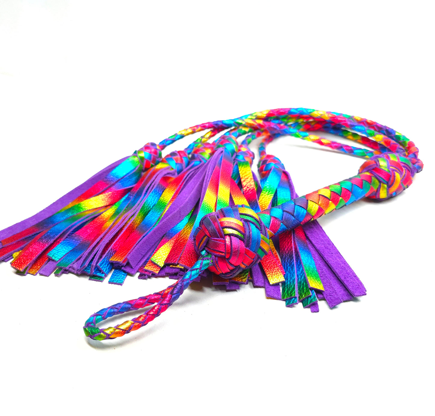 rainbow leather thumper flogger for bdsm impact play