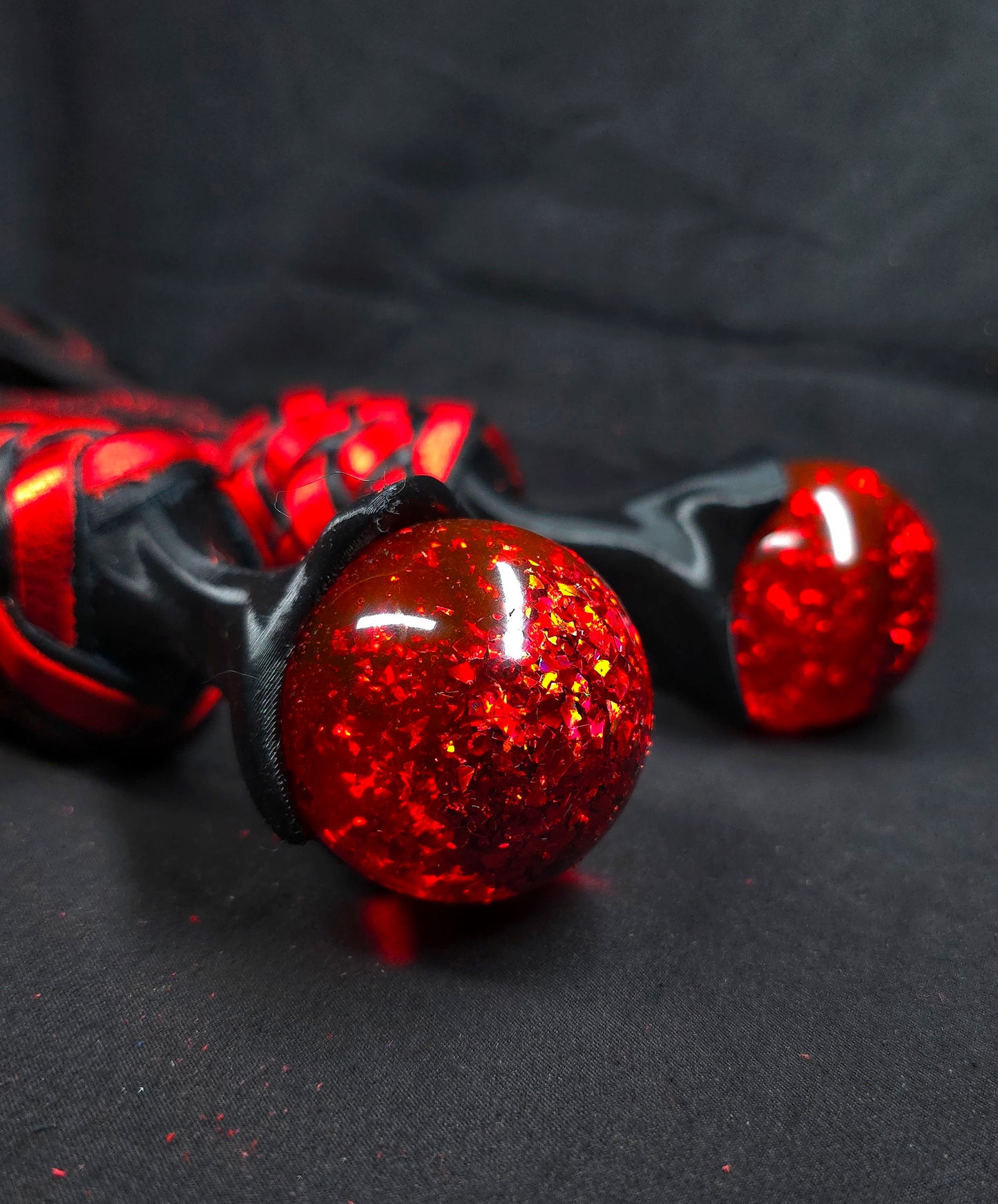 Ruby Ball Handle Floggers- In Stock