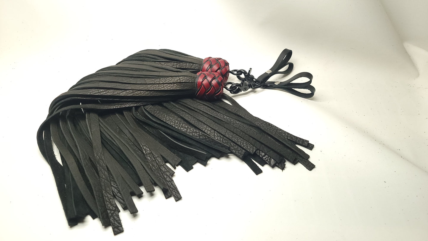 Black and Red Bison Finger Floggers- Made to order