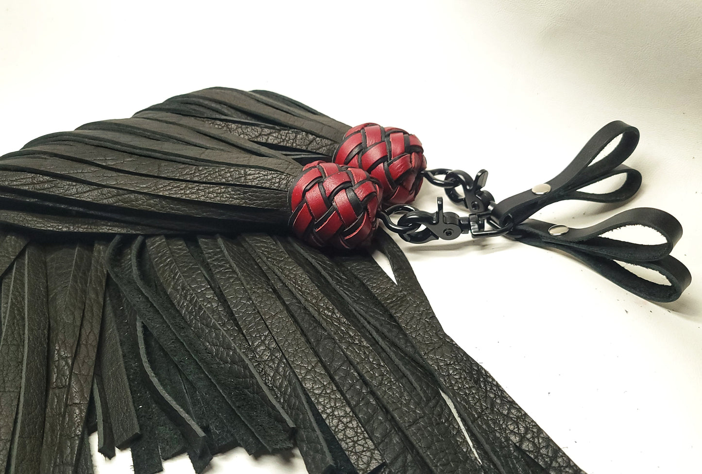 Black and Red Bison Finger Floggers- Made to order