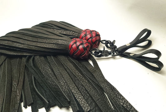 Black and Red Bison Finger Floggers- In Stock