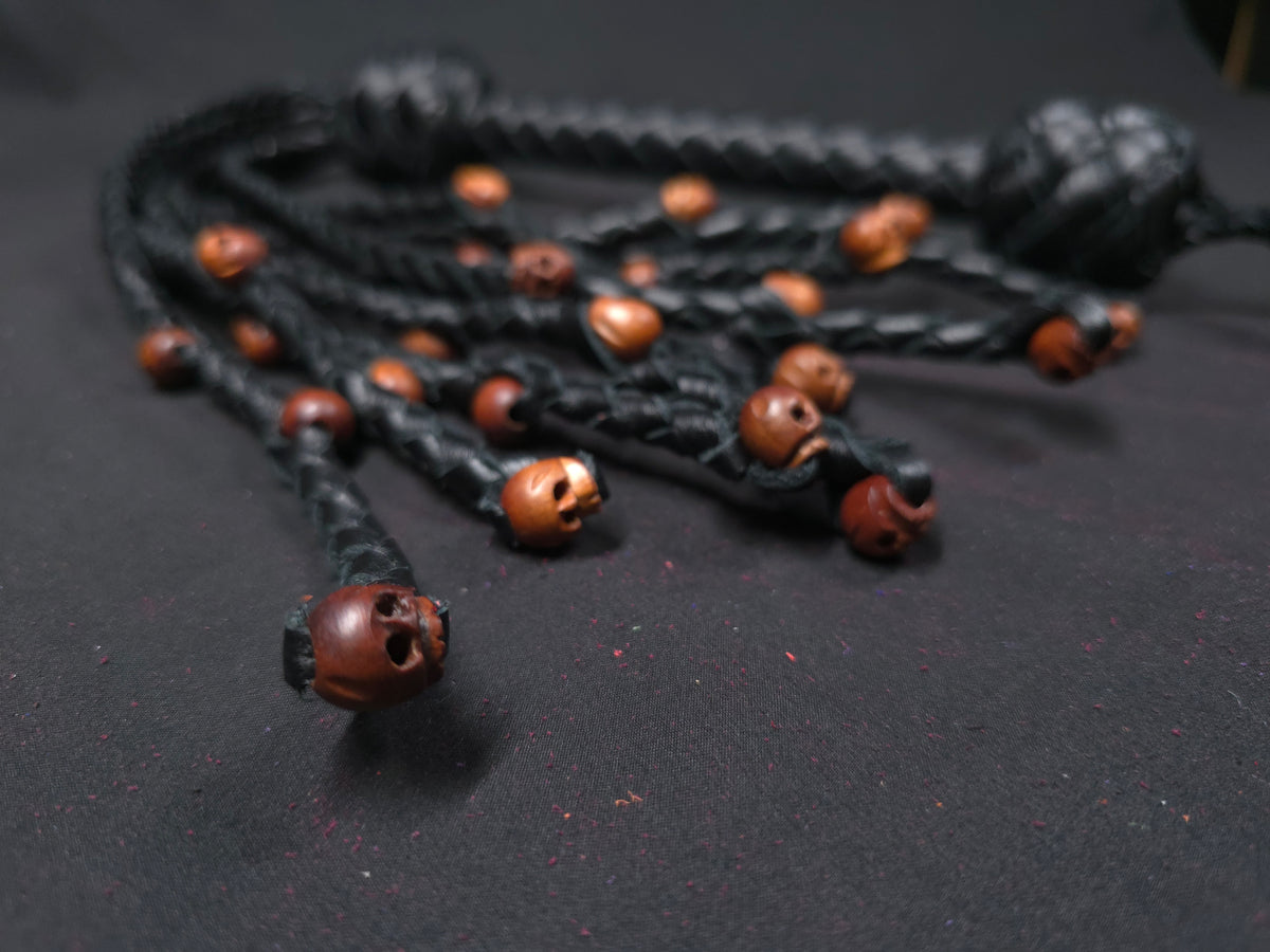 Voodoo Black Skull Cat O Nine Flogger- Made to Order