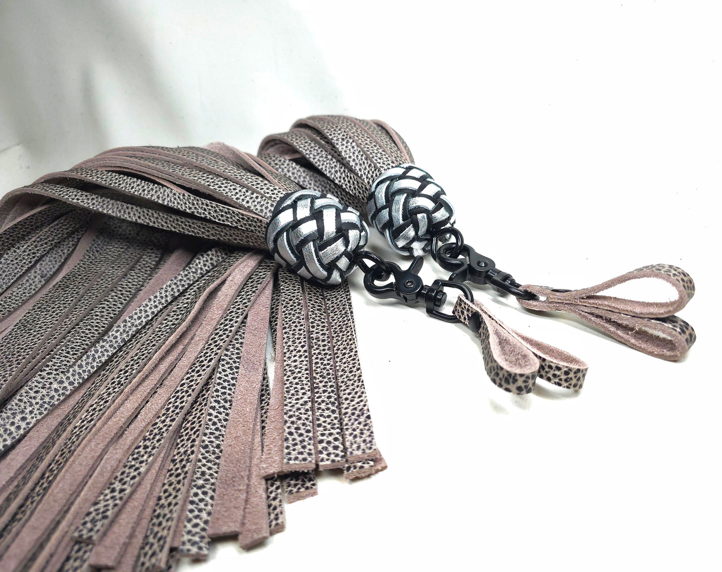 Black and Silver Waterbuffalo Finger Floggers- Made to Order