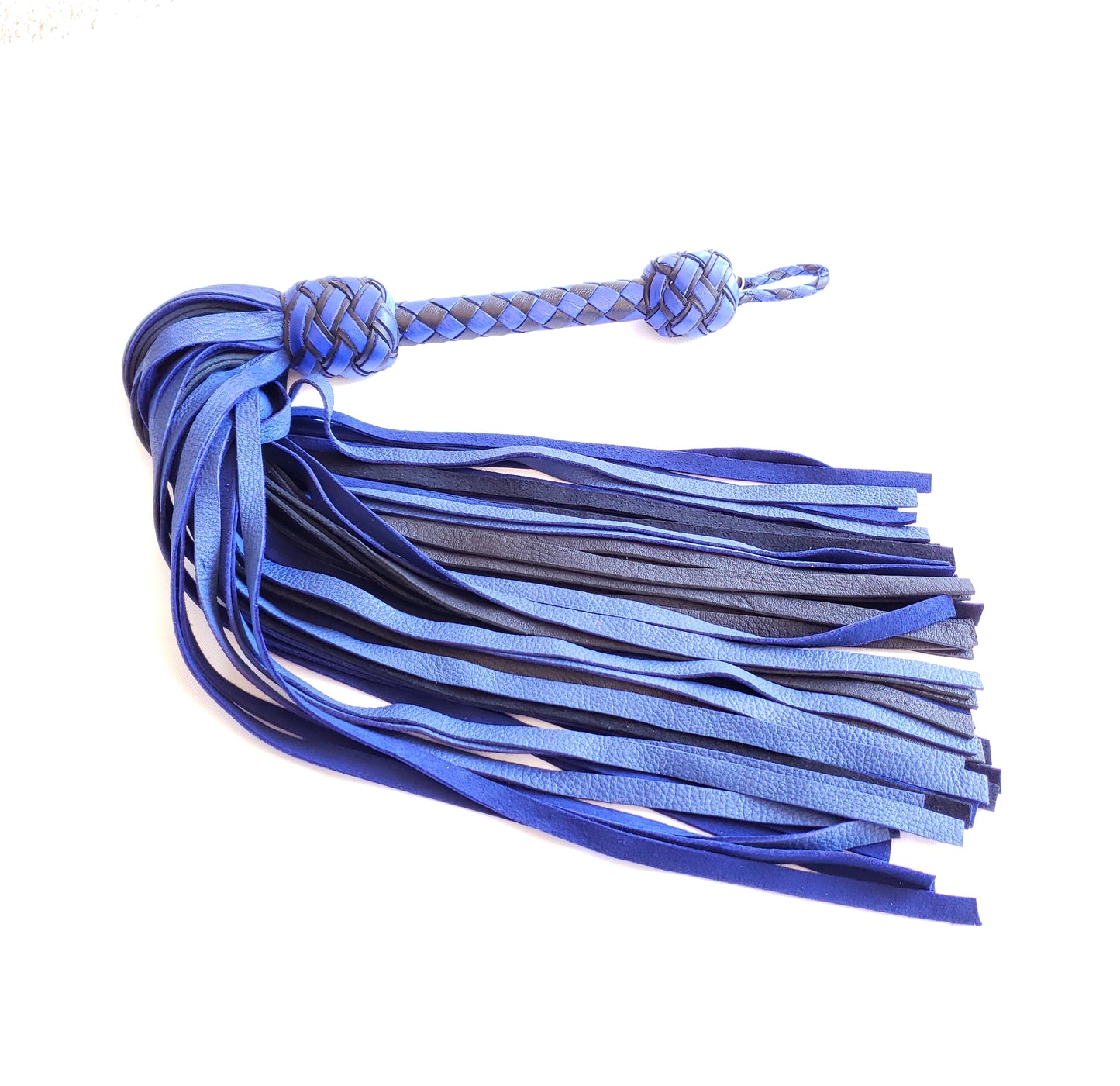 Black and Blue Deerskin Flogger - In Stock