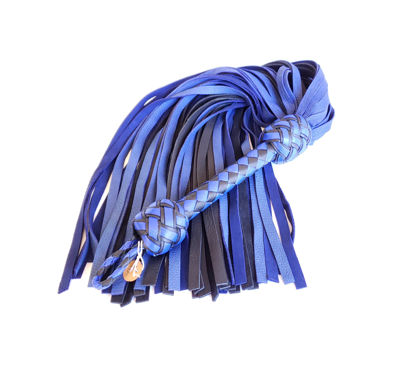 Black and Blue Deerskin Flogger - In Stock