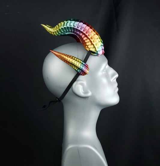 Serpentine Horns Set in Rainbow- Made to Order