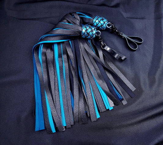 Black and Teal Deer Finger Floggers- In Stock