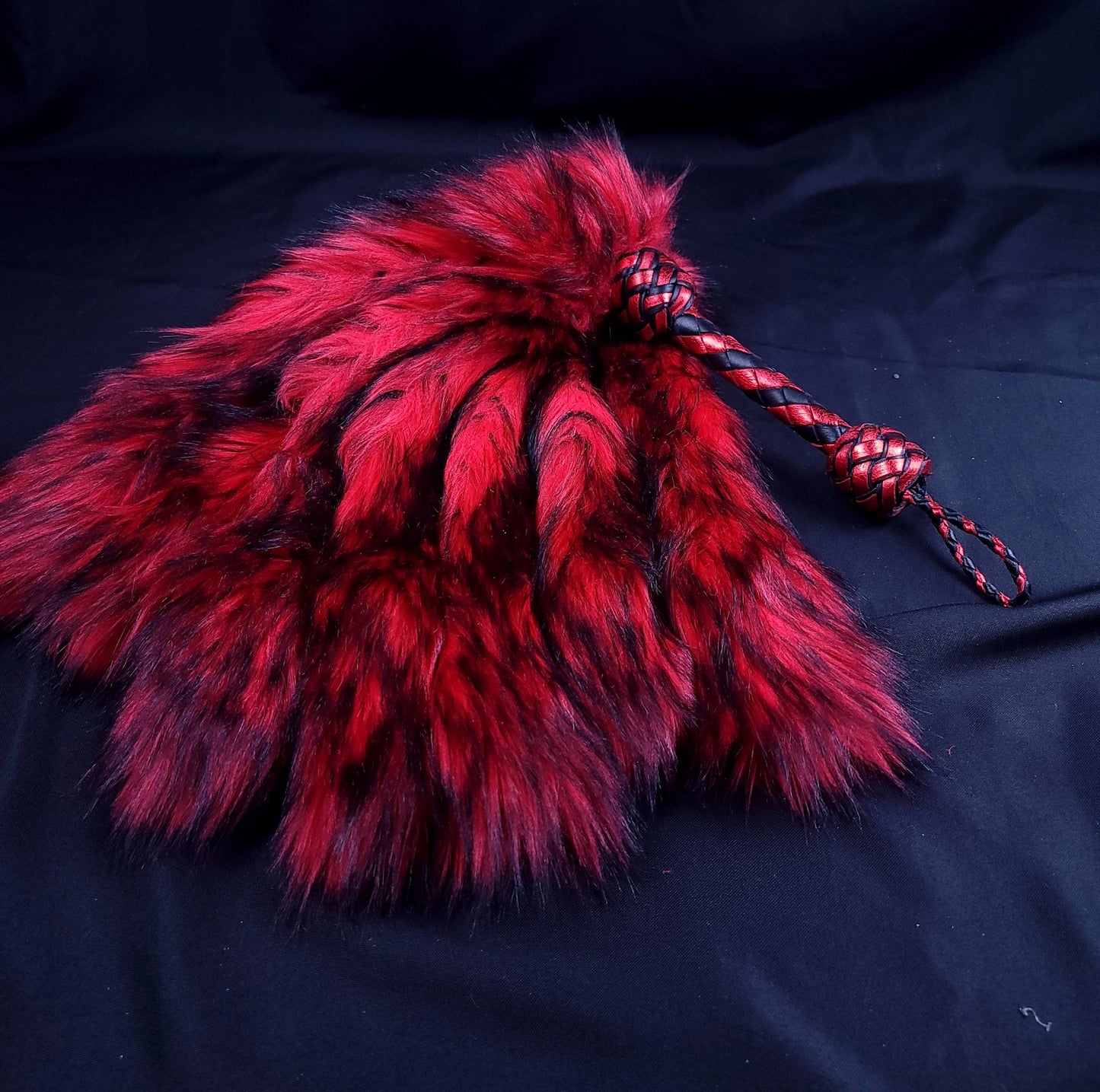 Red and Black Fluffinator flogger- In Stock