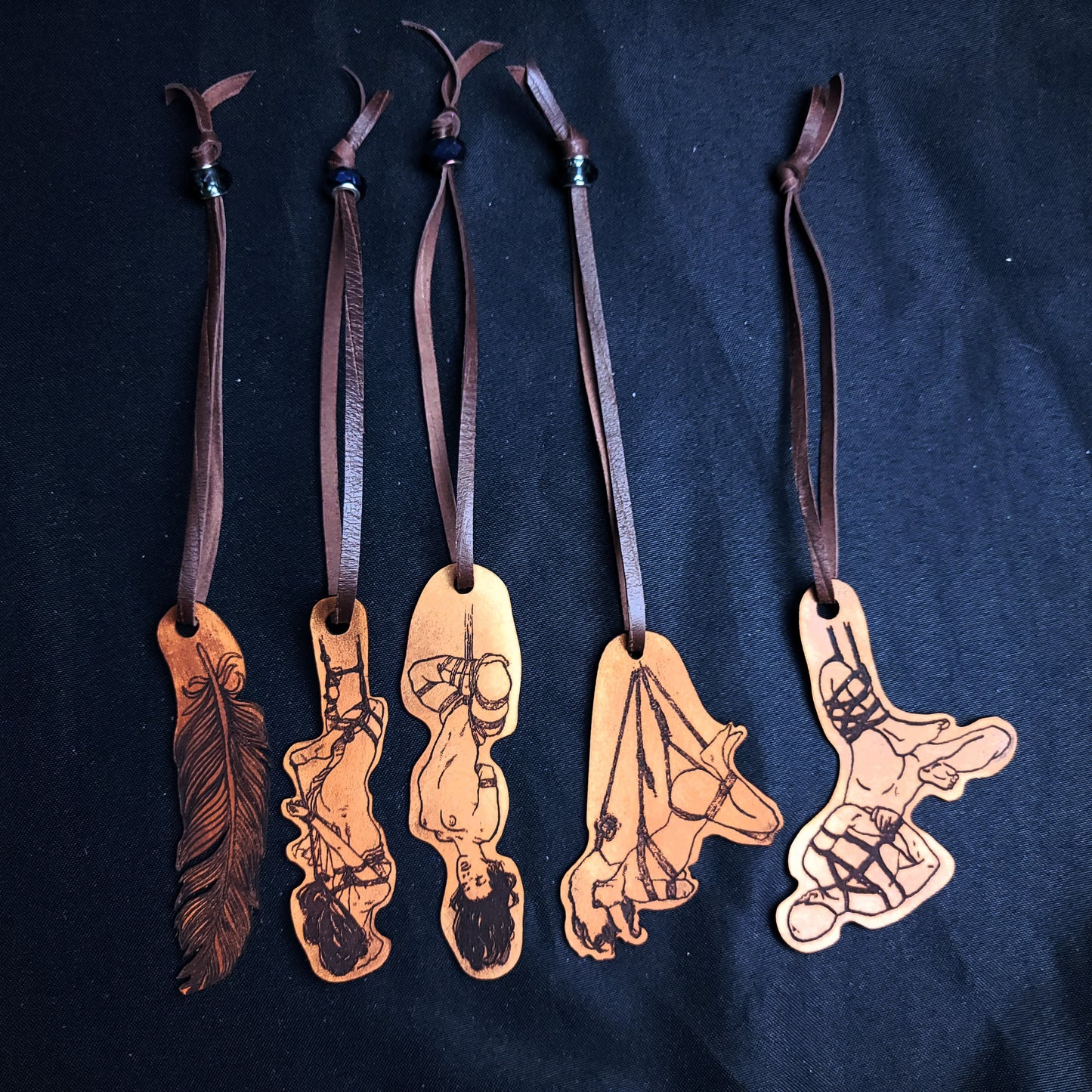 Rope Bondage Leather Book Marks Full Set