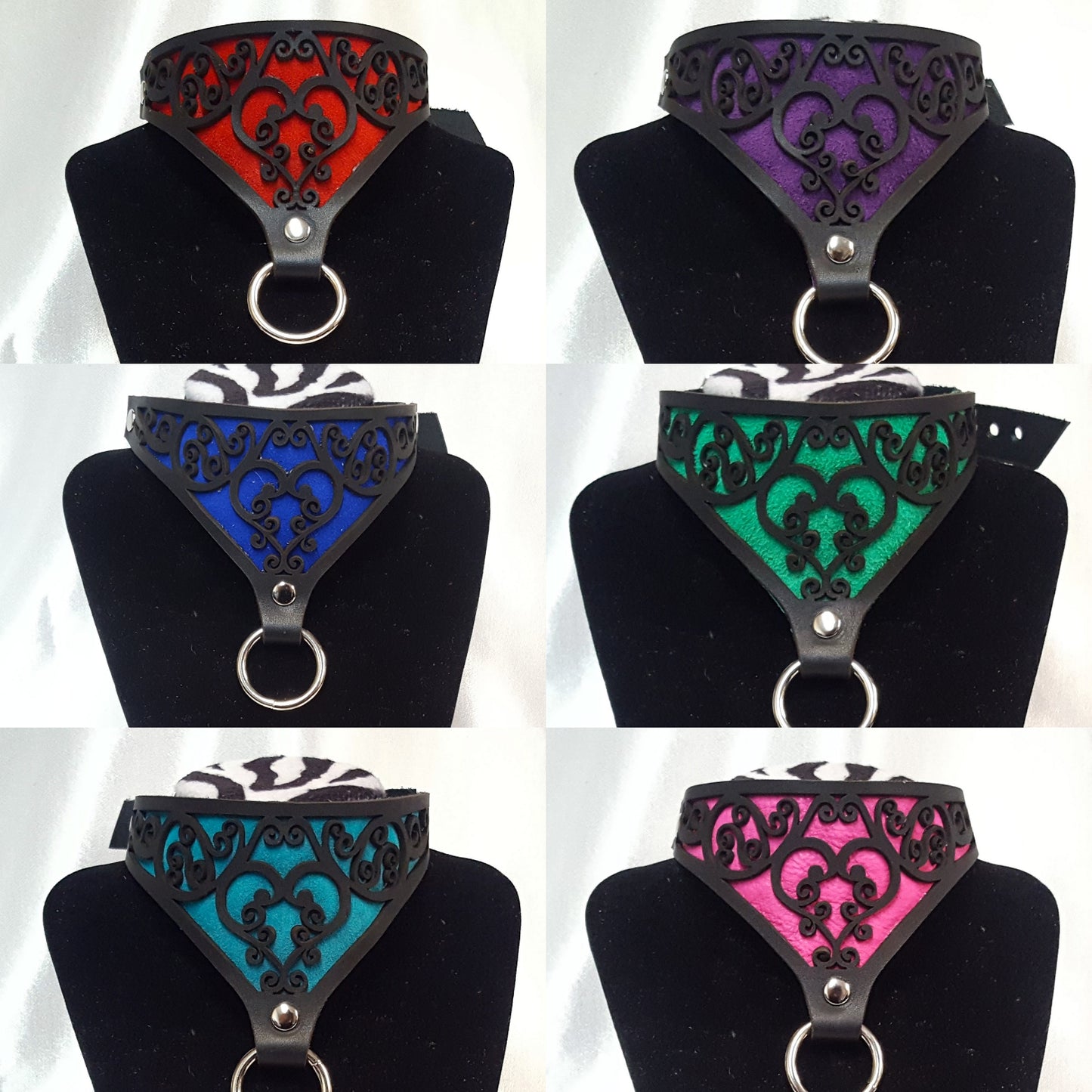 The Leather Heart Collar, wrist and ankle cuffs- Custom