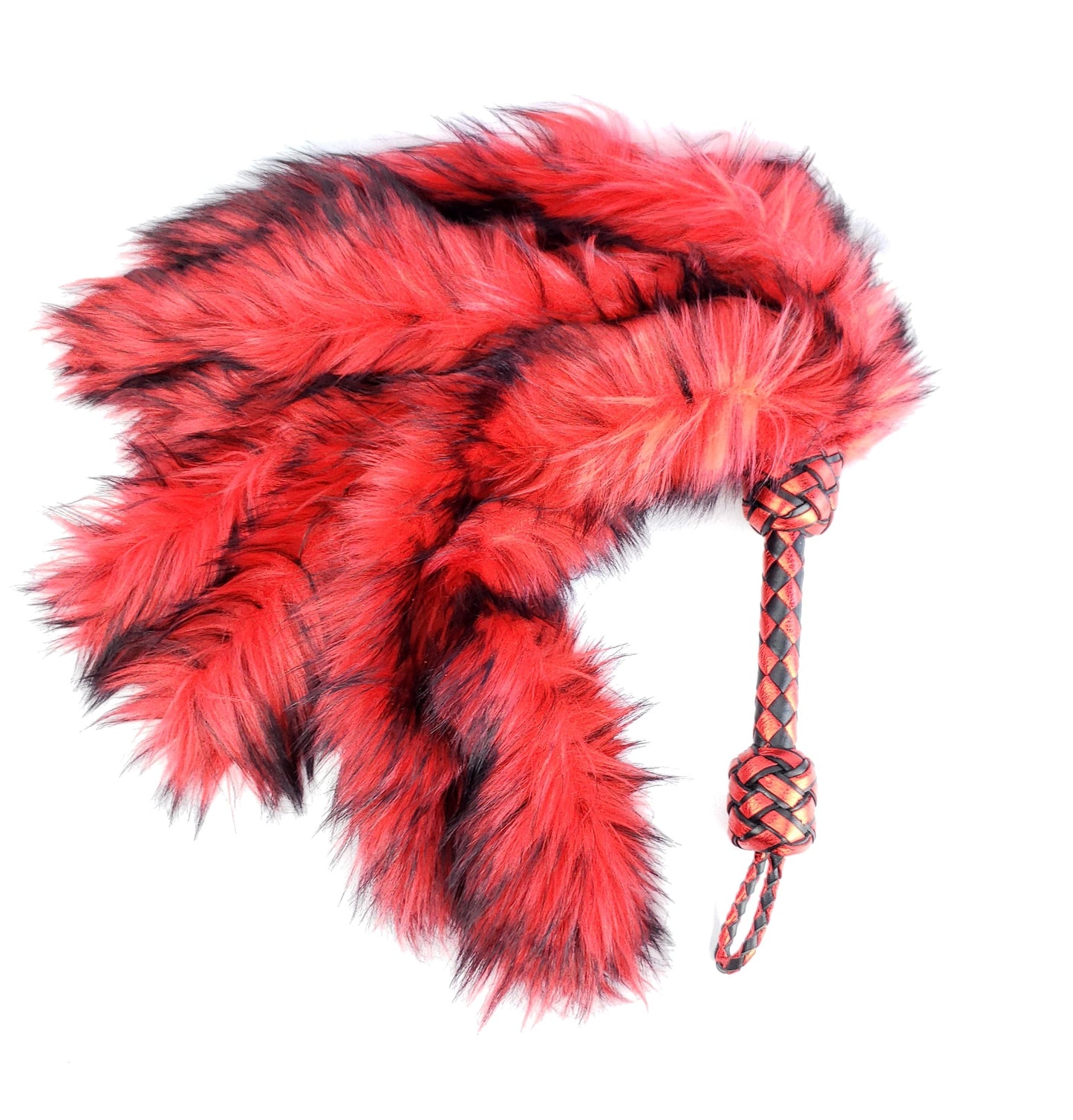 Red and Black Fluffinator Flogger- In Stock