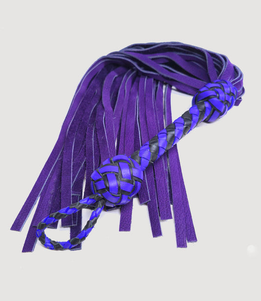 Black and Purple Velvet Leather Flogger- In Stock