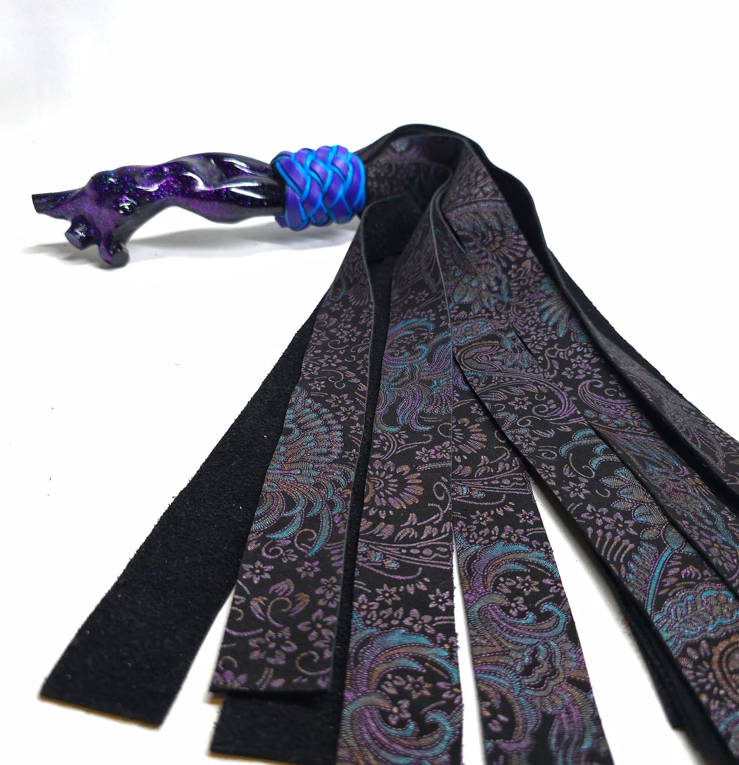 Purple Grey Wide Tail Paisley Flogger