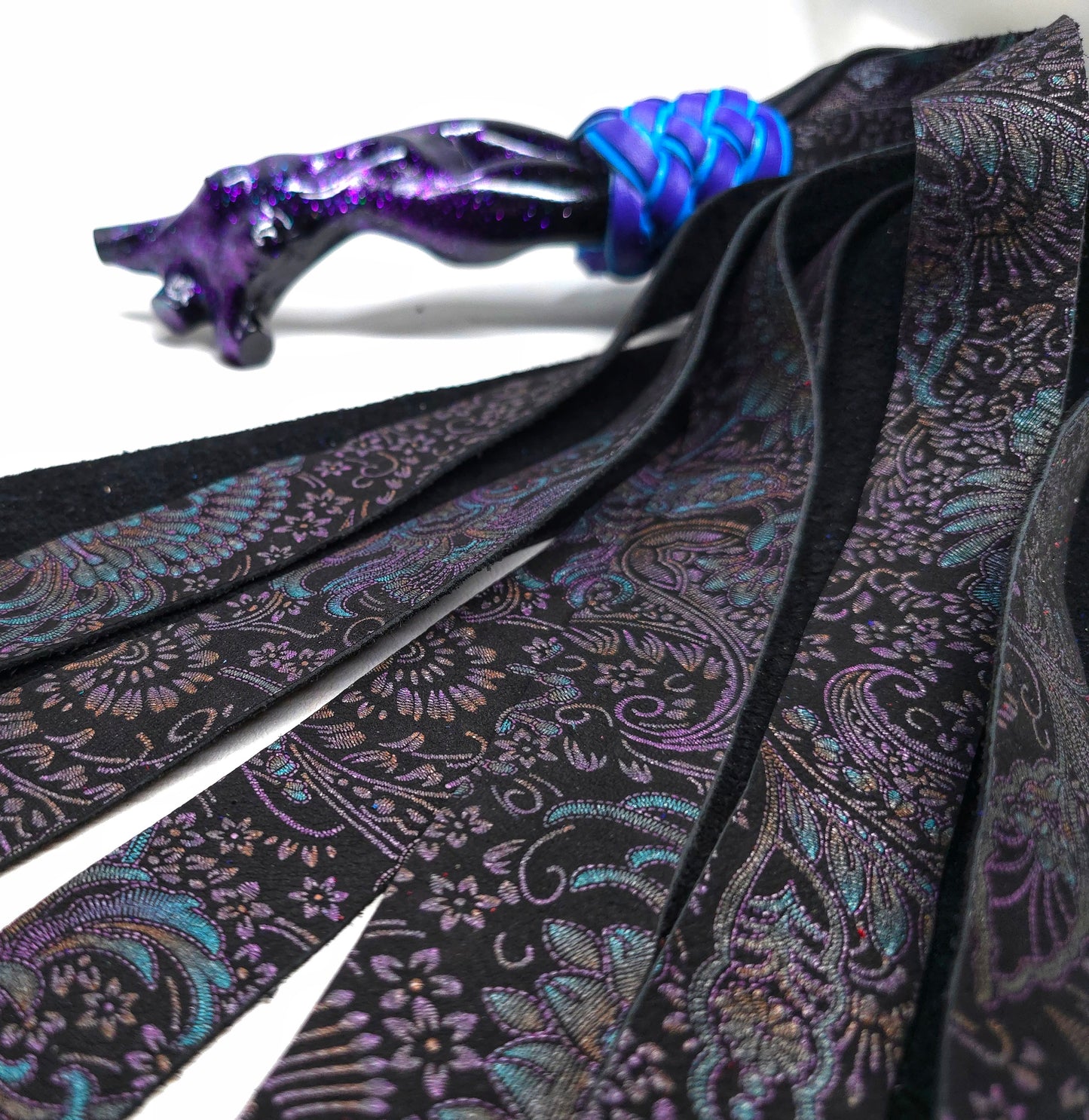 Purple Grey Wide Tail Paisley Flogger