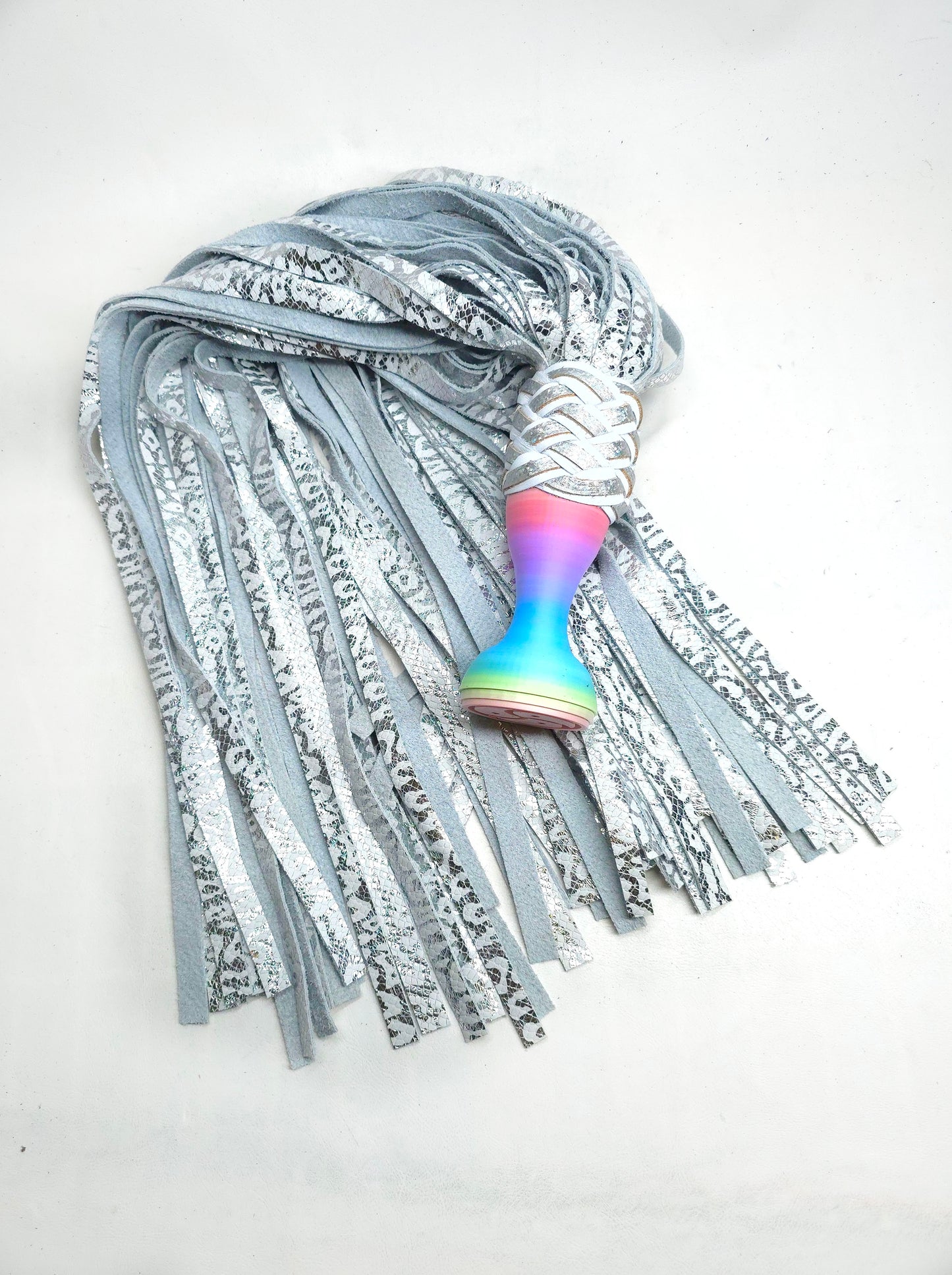 Pastel Rainbow Cheetah Scale Mop Flogger