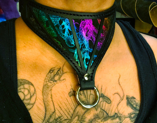 Requiem Collar Dark Rainbow Leather - In Stock