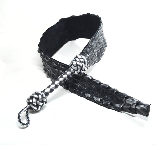 Alligator Dragon Tail- Black and Silver- In Stock