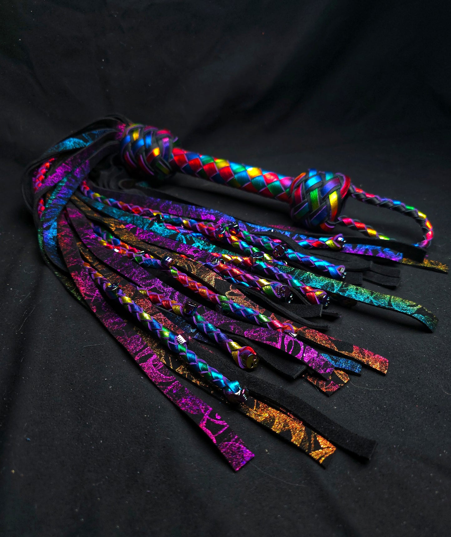 Rainbow Jekyll and Hyde Skull Flogger- In Stock